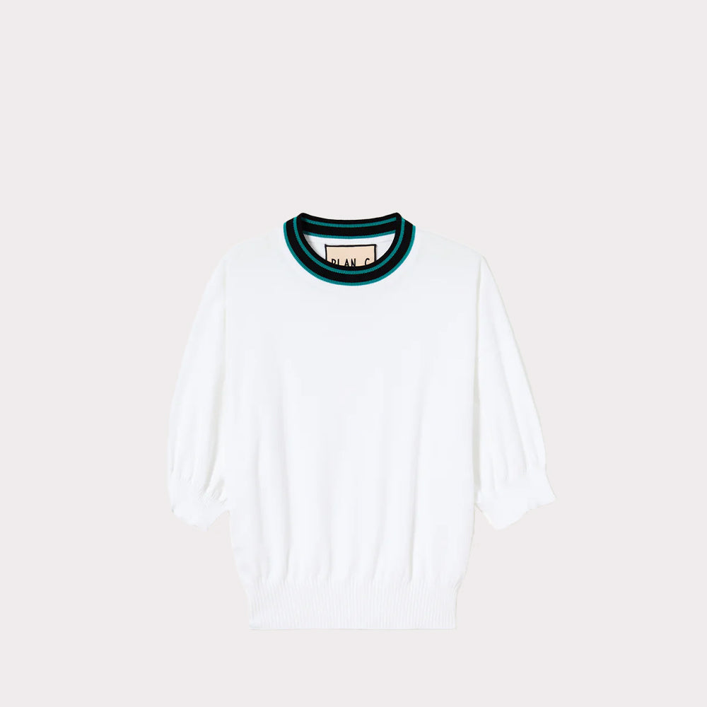 White Cotton Knitted Sweater