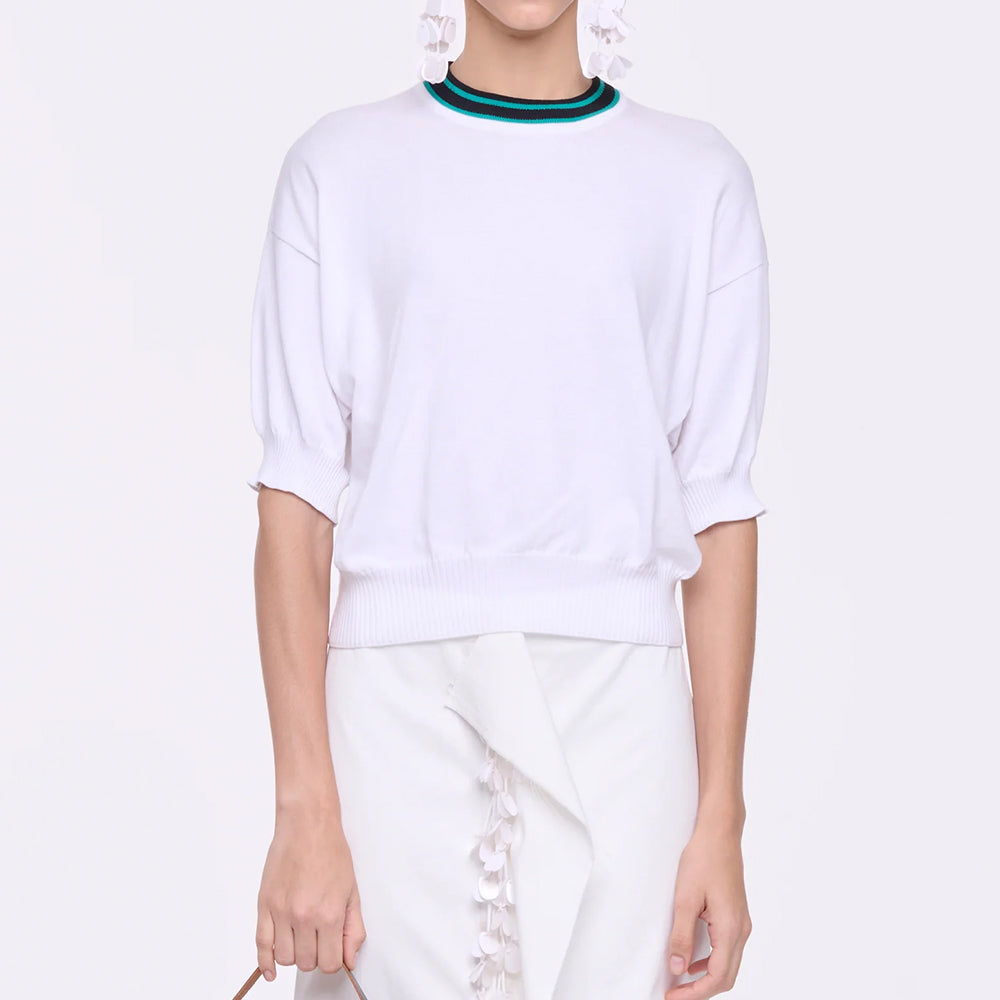 White Cotton Knitted Sweater