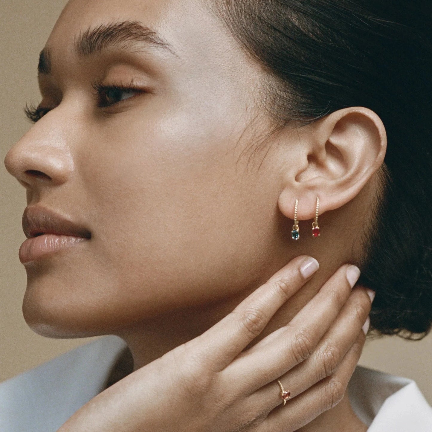 18kt Gold Hoop Earrings With London Blue Topaz
