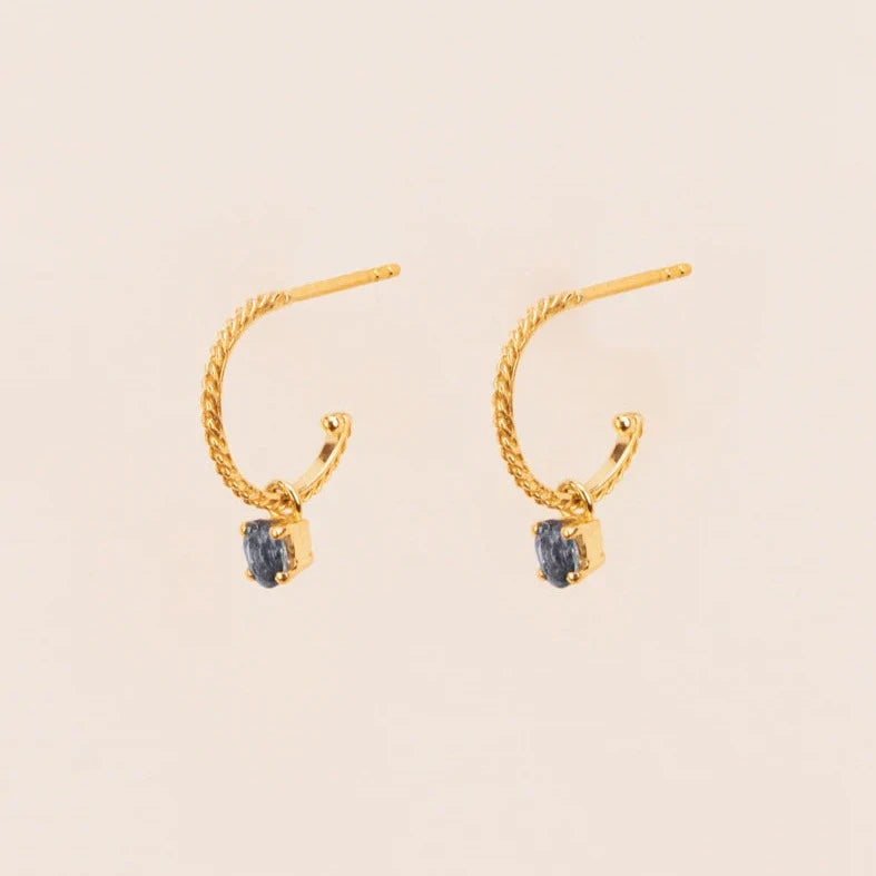 18kt Gold Hoop Earrings With London Blue Topaz