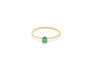 18kt Gold Twisted Ring With Emerald