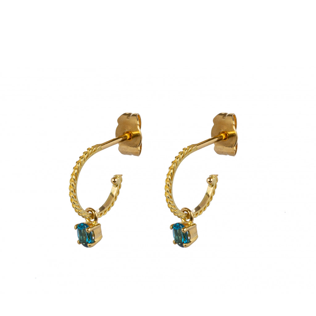 18kt Gold Hoop Earrings With London Blue Topaz