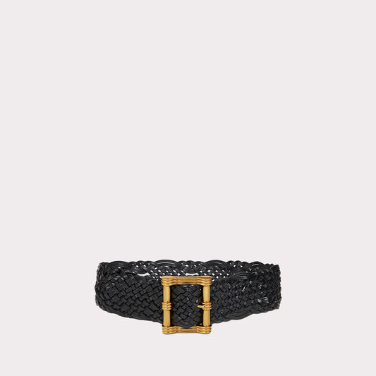 Woven Leather Maxi Belt
