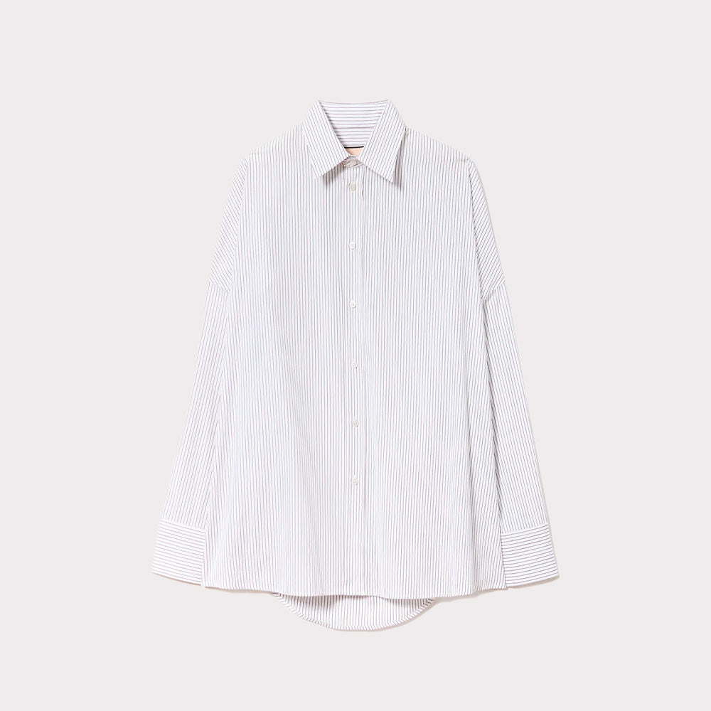 Plan C draped shirt | DRAPED BACK STRIPED COTTON SHIRT | Mostert & van Leeuwen | CMCAG05K00T | 35083099