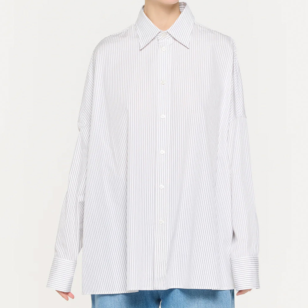 Plan C draped shirt | DRAPED BACK STRIPED COTTON SHIRT | Mostert & van Leeuwen | CMCAG05K00T | 35083099