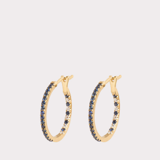 18kt Large hoops with sapphire and diamonds