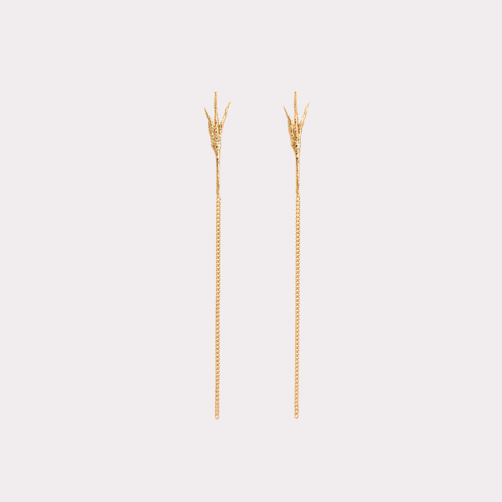 18kt Single Gold Crow's Foot Stud Earring