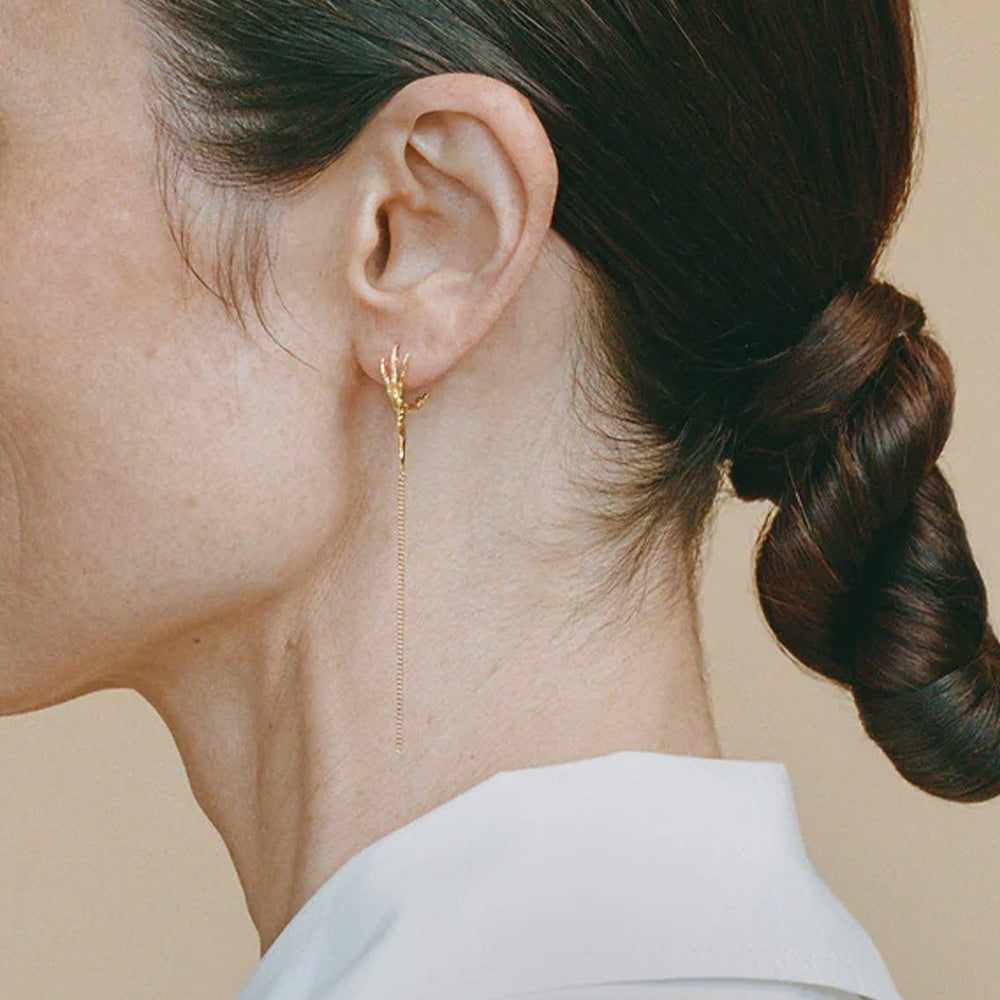 18kt Single Gold Crow's Foot Stud Earring