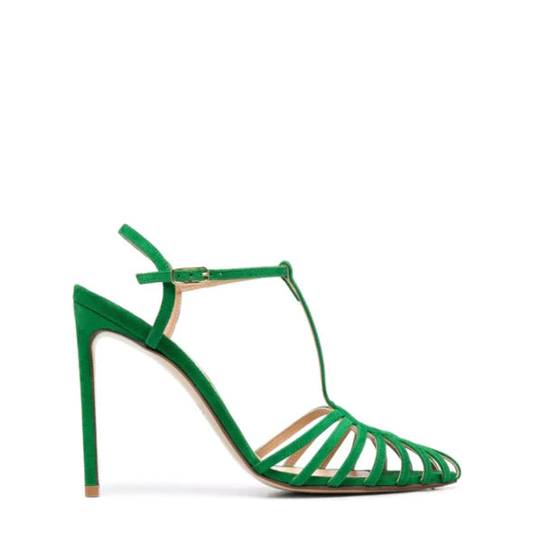 Green Suede Cage Sandal