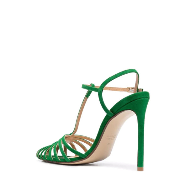 Green Suede Cage Sandal