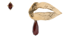 Earring Mix Lips + Garnet, Goldplated Silver