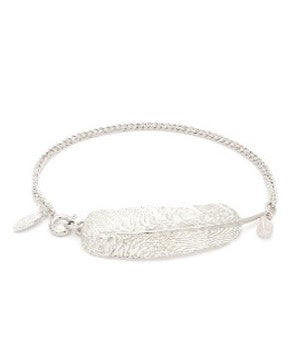 Chain Bracelet with Feather and Pearl, Sterling Silver