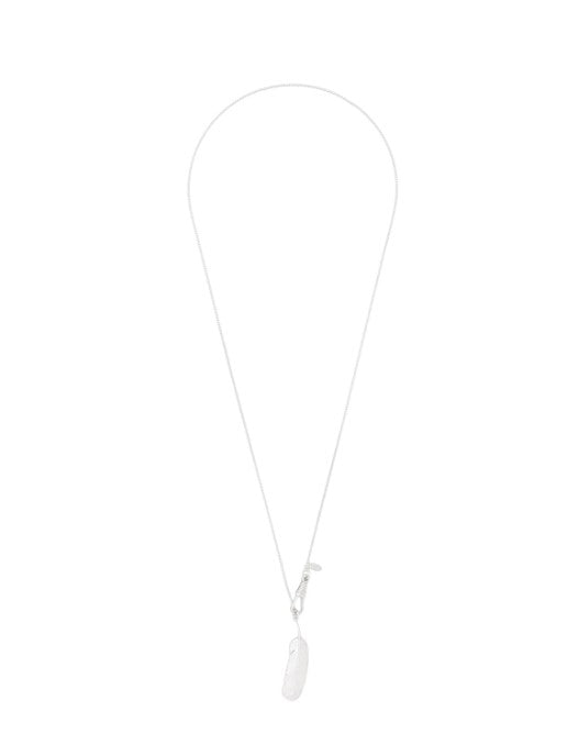 Long Silver Necklace with Feather Pendant