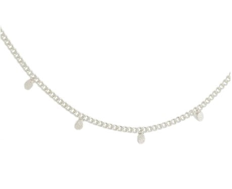 Short Silver Necklace with Hammered Charms