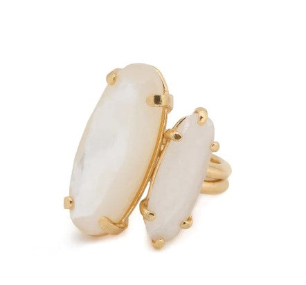 Goldplated Ring with Sunstone & Mother of pearl