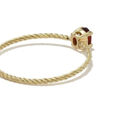 18kt Gold Twisted Ring With Garnet