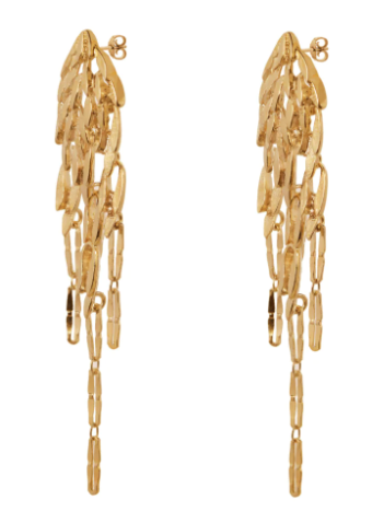 Stud earrings with dangling leaves in Gold
