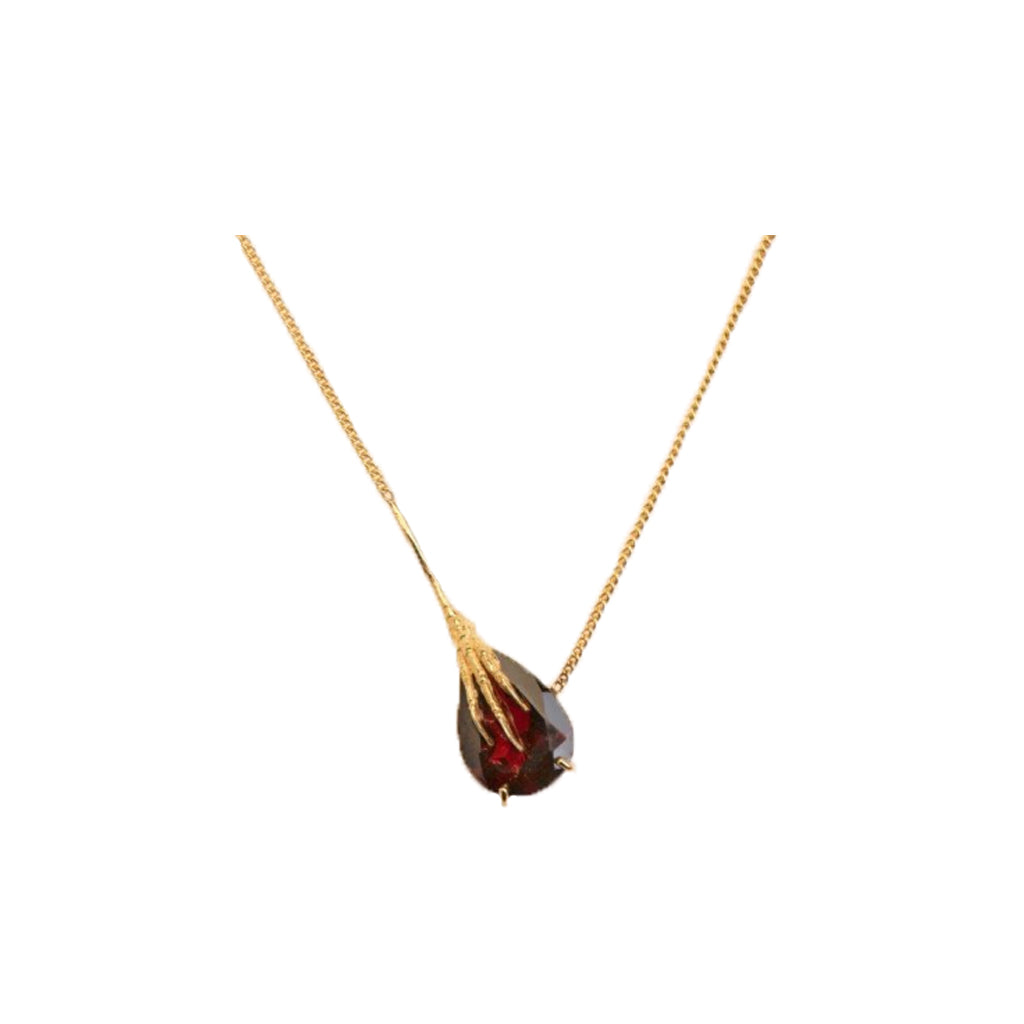 18kt Gold Crow's Foot Necklace With Garnet