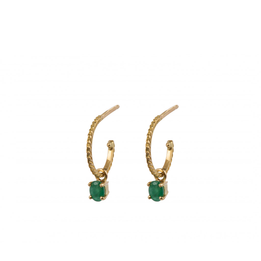 18kt Gold Hoop Earrings With Emerald