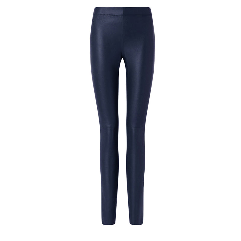 Dark Navy Leather Stretch Leggings