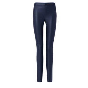 Dark Navy Leather Stretch Leggings
