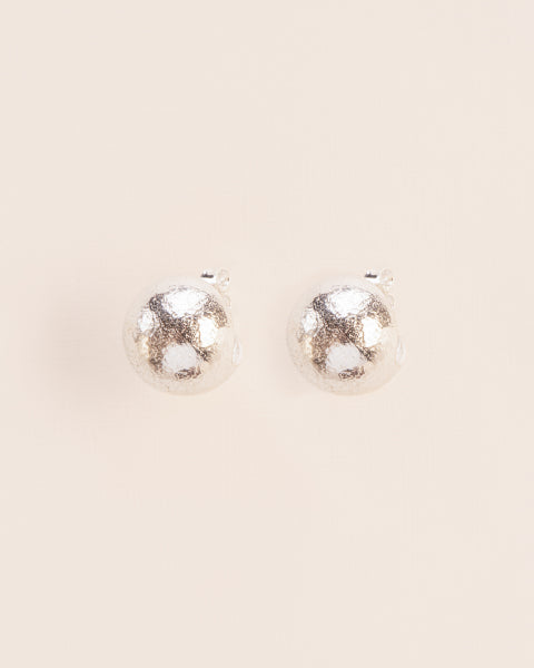 Hammered ball stud earrings , Silver