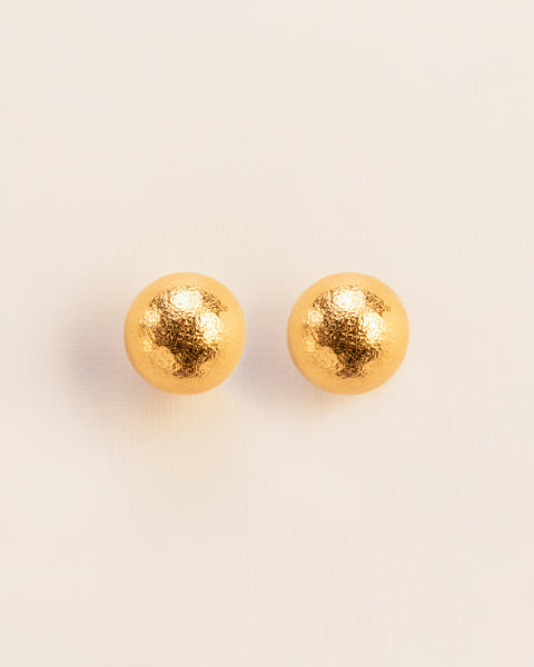 Hammered ball stud earrings , Gold Plated