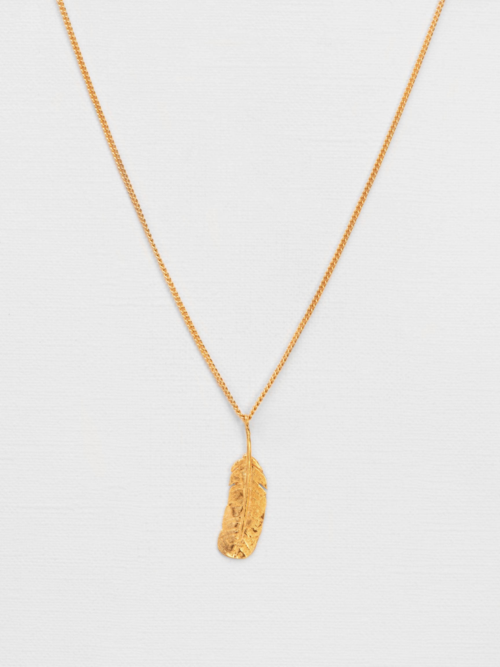 Goldplated Short Necklace with Feather Pendant